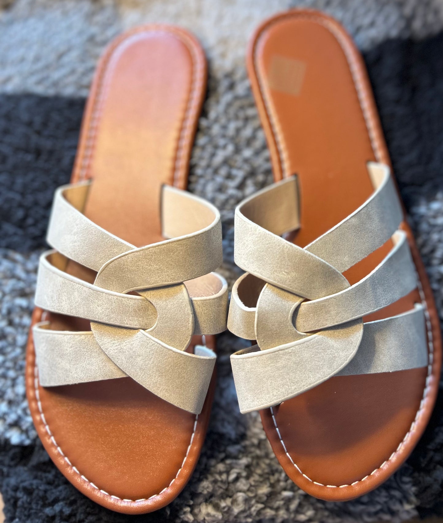 Korean Style Woven Roman Flat Sandals for Women – White