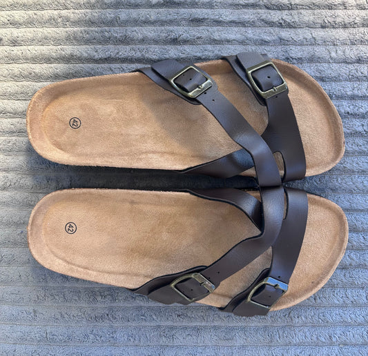 Women's Elegant Striped Toe-Ring Flat Sandals – Gold